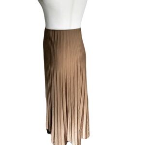 J. Crew Tan Pleated Midi Skirt
